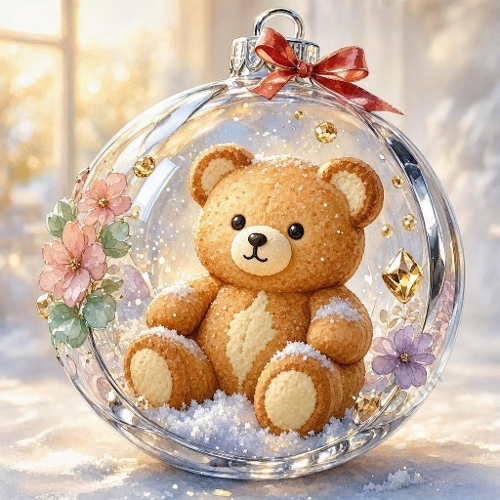 Teddy Bear in Christmas Bauble Craft Paper