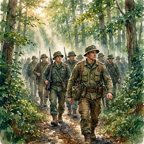 Military Soldiers Forest March Craft Paper
