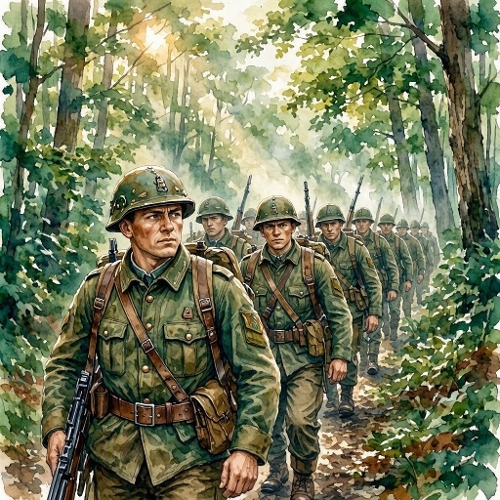 Title WWII Soldiers Forest Patrol Craft Paper