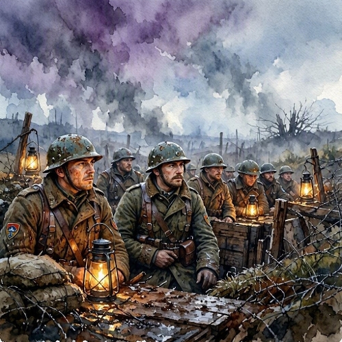 WWII Trench Soldiers Lantern Light Craft Paper  
