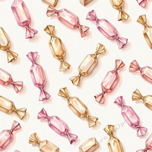 Pink and Gold Wrapped Candies Digital Paper