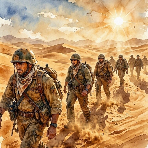 Desert Patrol Soldiers March Craft Paper
