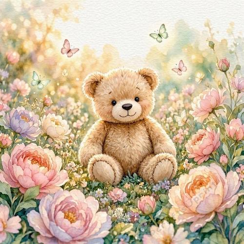 Teddy Bear Meadow Butterflies Craft Paper