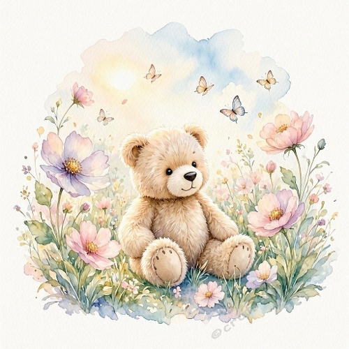 Teddy Bear Pastel Vignette Craft Paper