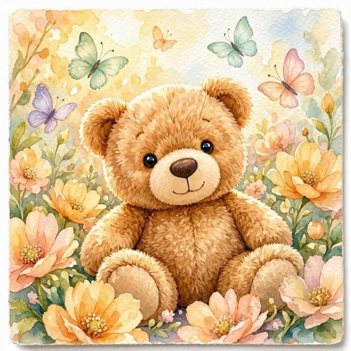 Teddy Bear Yellow Garden Craft Paper