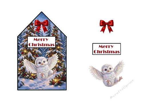 Festive Winter Baby Owl Decoupage Craft Sheet