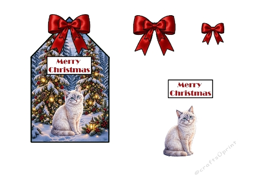 Festive Winter Cat Kitten Decoupage Craft Sheet