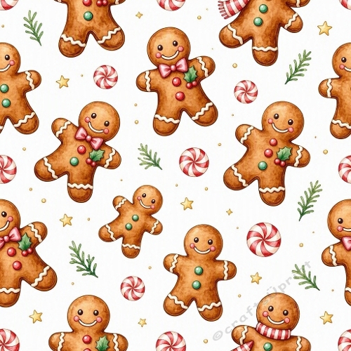 Gingerbread Men Christmas Seamless Craft Paper