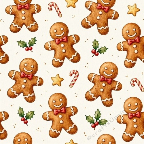 Gingerbread Candy Canes Seamless Craft Paper