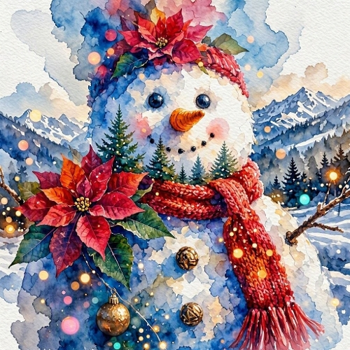 Snowman Poinsettia Winter Craft Paper