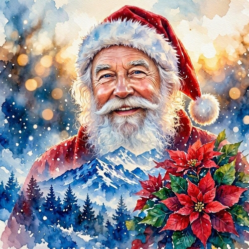 Santa Portrait Mountain Craft Paper