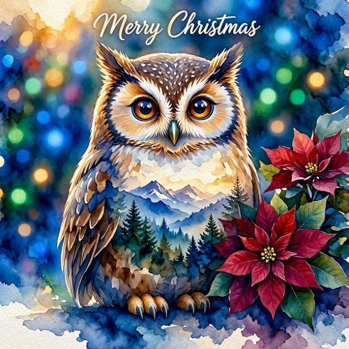 Christmas Owl Poinsettia Craft Paper