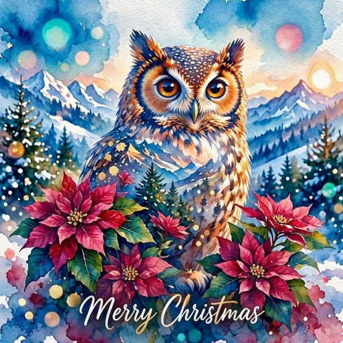 Winter Owl Poinsettia Craft Paper