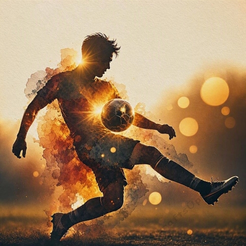 Soccer Player Silhouette Sunburst Craft Paper