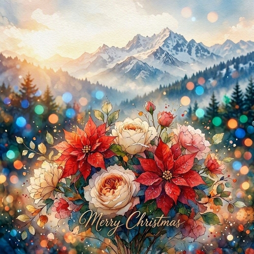 Christmas Floral Mountain Craft Paper