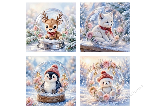 Snowglobe Animals 4 Digital Paper Kit