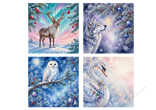 Winter Wildlife Animals 4 Digital Paper Kit