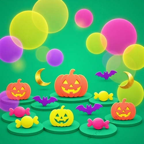 Bright Halloween Candy Pumpkins Craft Paper