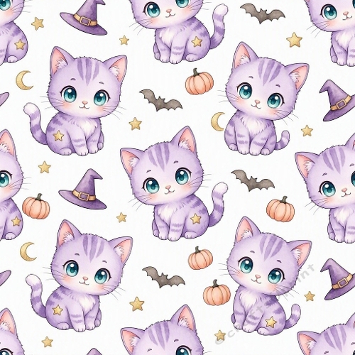 Pastel Cat Halloween Watercolor Craft Paper