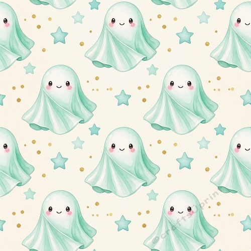 Pastel Ghost Watercolor Halloween Craft Paper