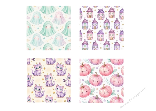 Pastel Halloween Seamless 4 Digital Paper Kit