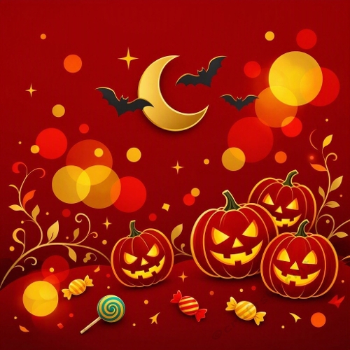 Red Gold Pumpkin Halloween Craft Paper