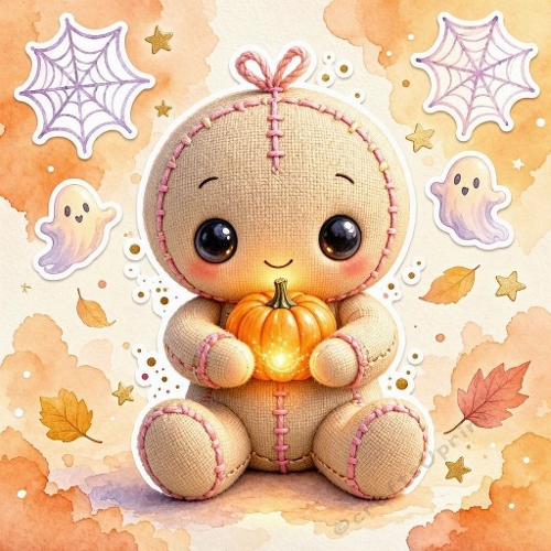 Cute Doll Pumpkin Halloween Craft Paper  Description