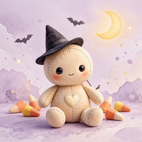 Cute Plush Doll Halloween Craft Paper