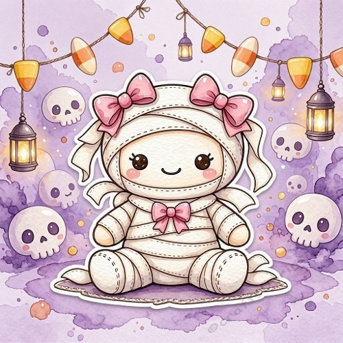 Kawaii Mummy Doll Halloween Craft Paper