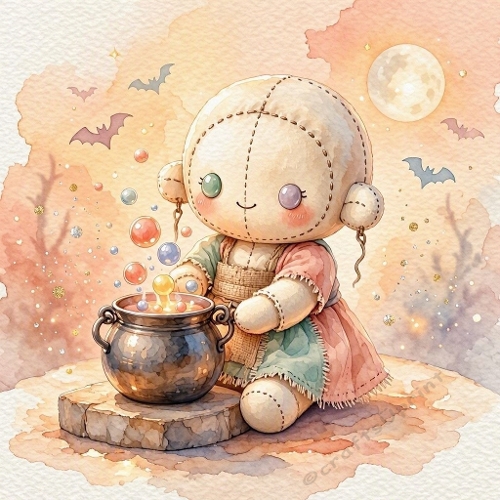 Kawaii Cauldron Voodoo Doll Craft Paper