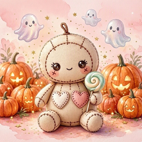 Kawaii Lollipop Doll Pumpkin Craft Paper 