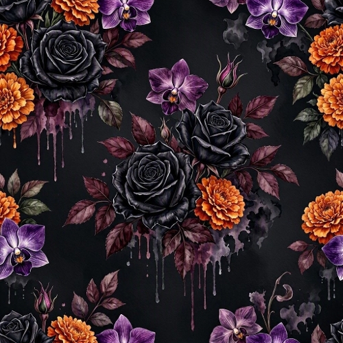 Gothic Black Rose Floral Watercolor Paper
