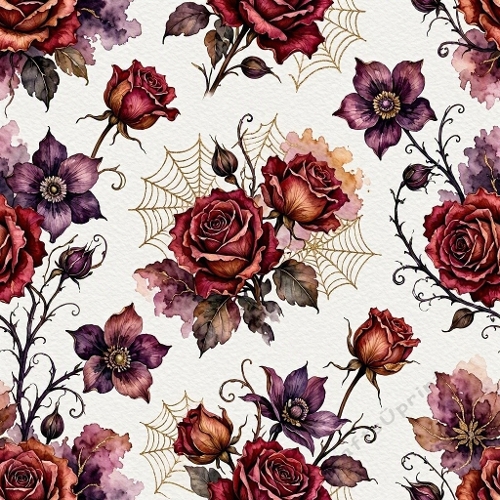 Gothic Rose Spiderweb Watercolor Paper
