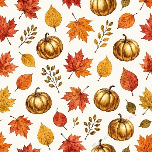 Golden Autumn Pumpkin Leaves Craft Paper