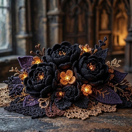 Gothic Crochet Floral Halloween Paper