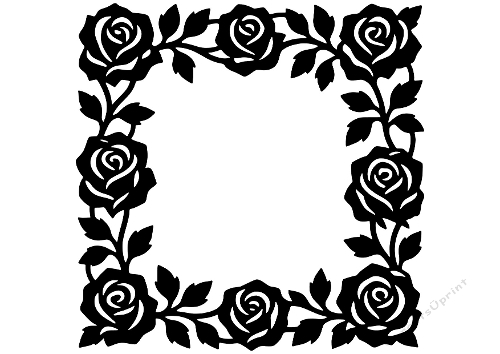 Gothic Rose Frame Silhouette Cut File Paper