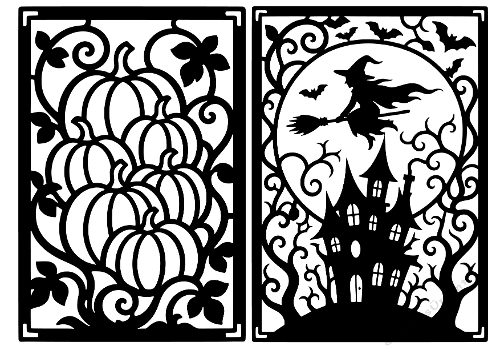 Halloween Cards Silhouette Cut Files Kit