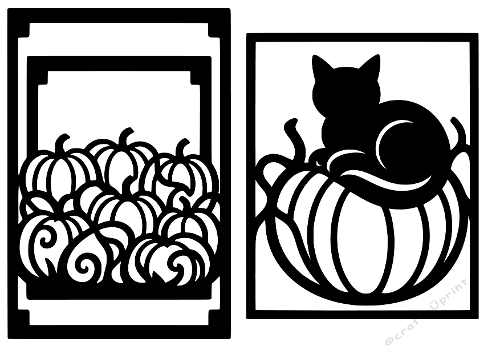 Halloween Cat Pumpkin Silhouette Cut Files Kit