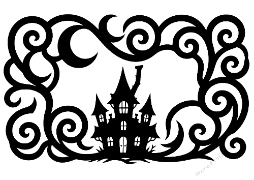 Haunted House Frame Silhouette Cut File Paper