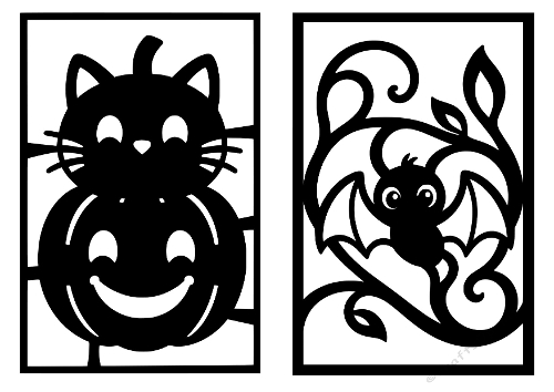 Cute Halloween Characters Silhouette Cut Files Kit