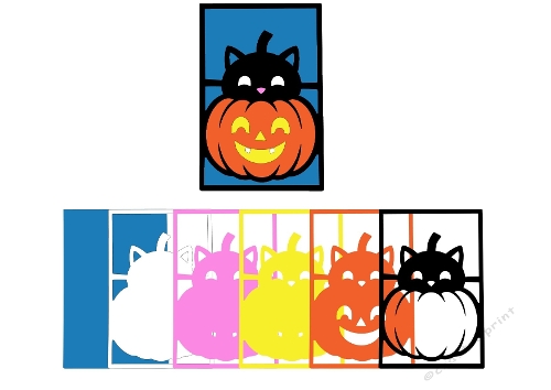 3D Layered Cat Pumpkin Silhouette Cut File