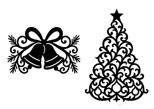 Christmas Tree Bells Silhouette Cut Files Kit