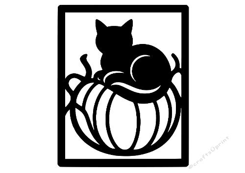 Halloween Cat Pumpkin Silhouette Cut File Paper