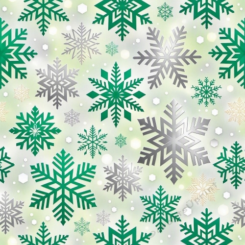 Green Silver Snowflake Seamless Digital Paper