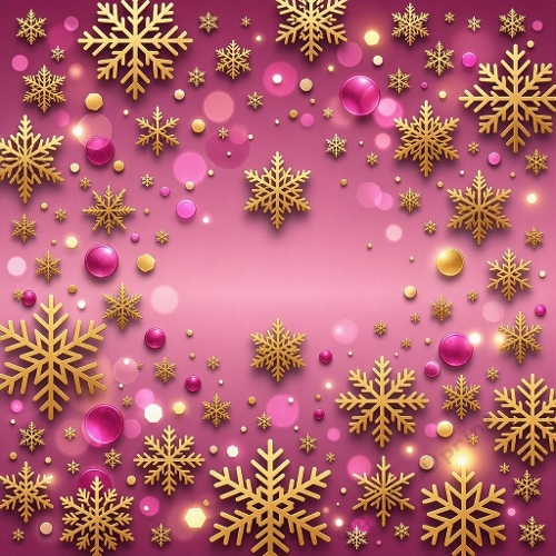 Pink and Gold Christmas Snowflake Digital Paper