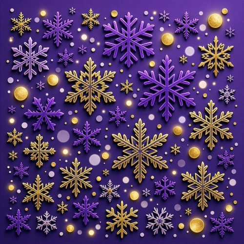 Purple and Gold Christmas Snowflake Digital Paper