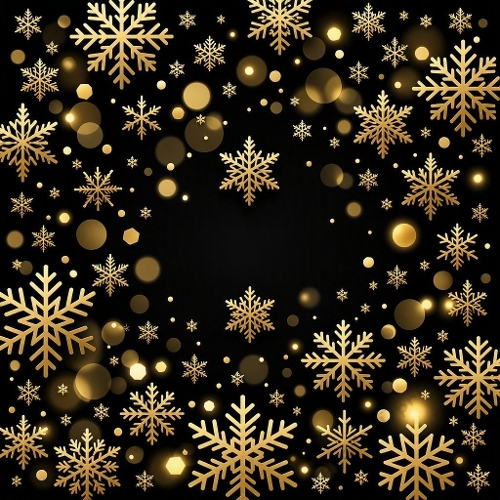 Black and Gold Christmas Snowflake Digital Paper