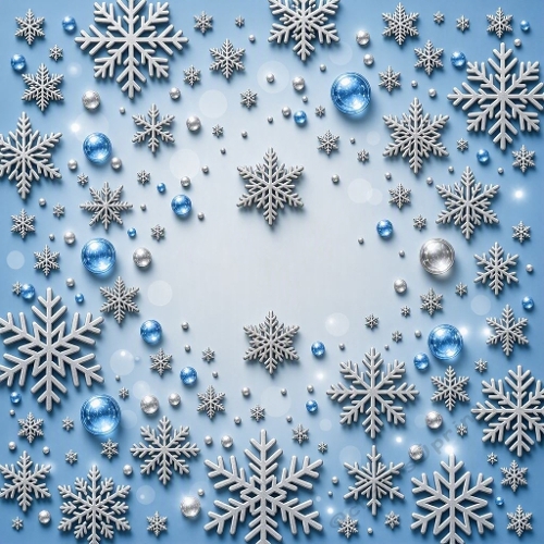 Blue and Silver Christmas Snowflake Digital Paper