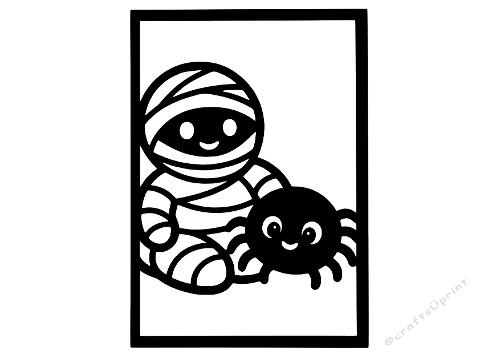 Halloween Mummy Spider Silhouette Cut File Paper