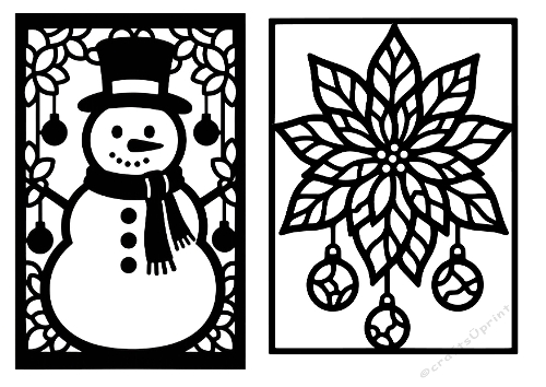 Christmas Cutting File Kit – Snowman & Poinsettia – SVG + Silhouette